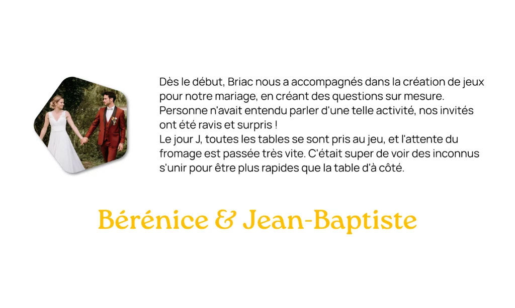 Témoignage mariage Bérénice et JB